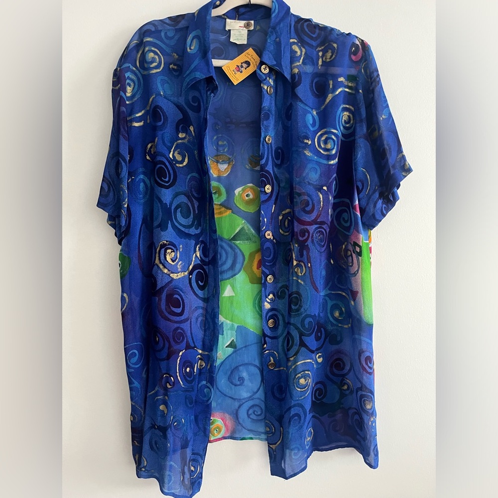 Vintage Tunic Made Israel Colorful 💚💙❤️💗 M